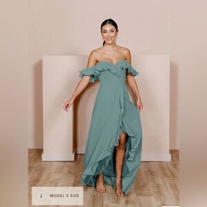 Revelry Scarlet Chiffon Dress in Rosemary